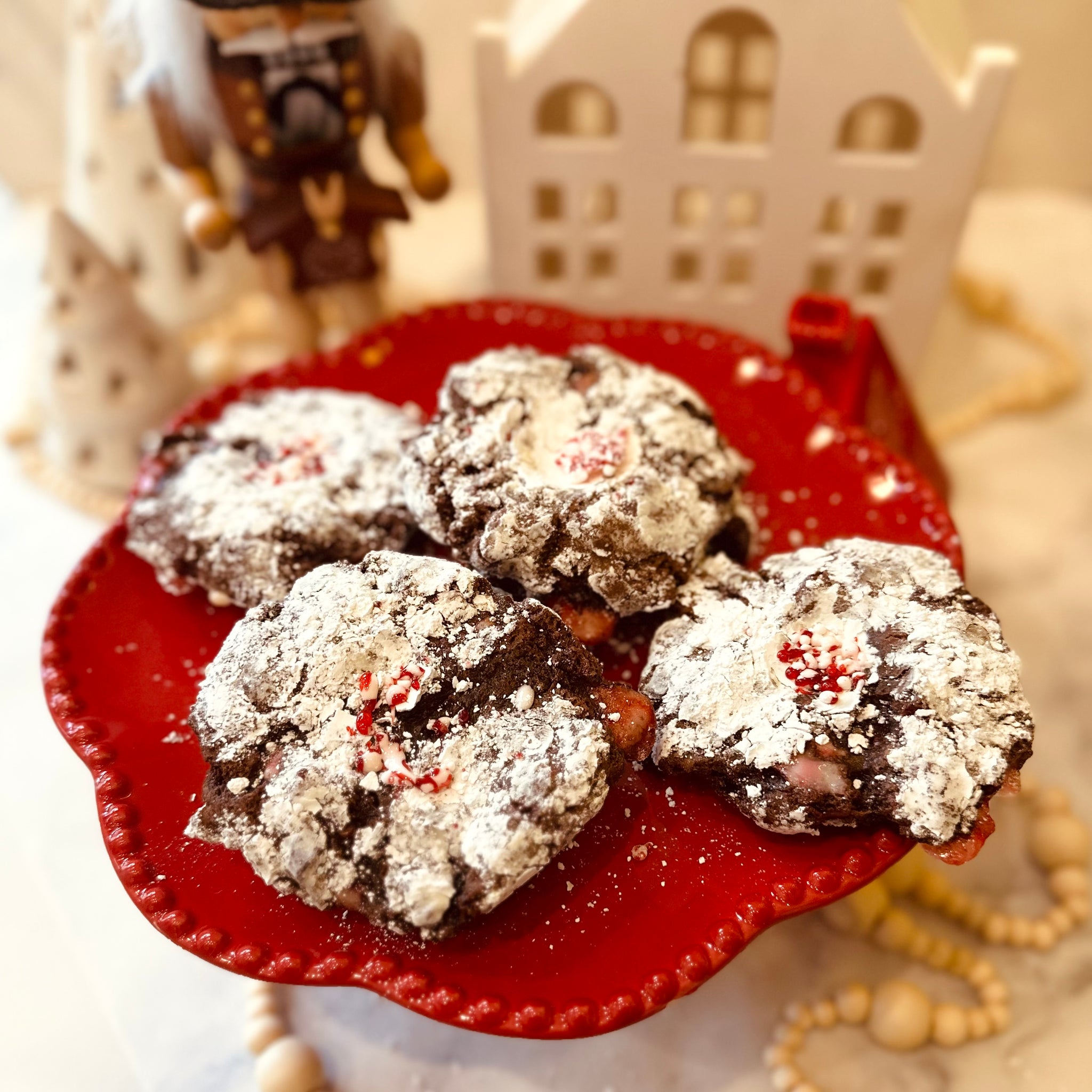 Chocolate Crinkle Peppermint Cookies